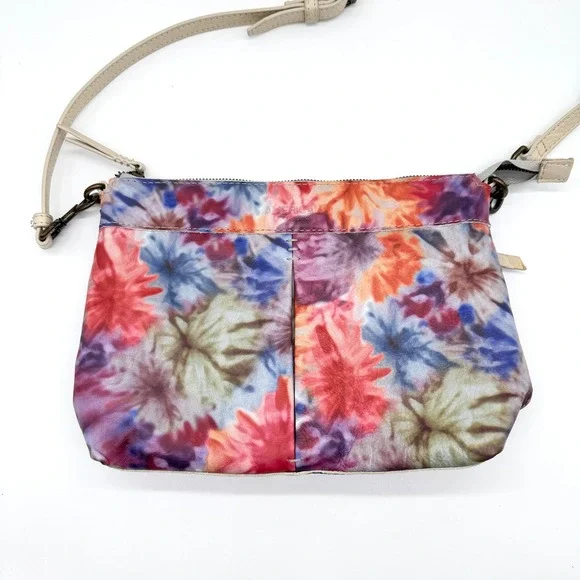 American Leather Co ALC Cleveland Crossbody Bag Tie Dye Floral Leather - Picture 3 of 14